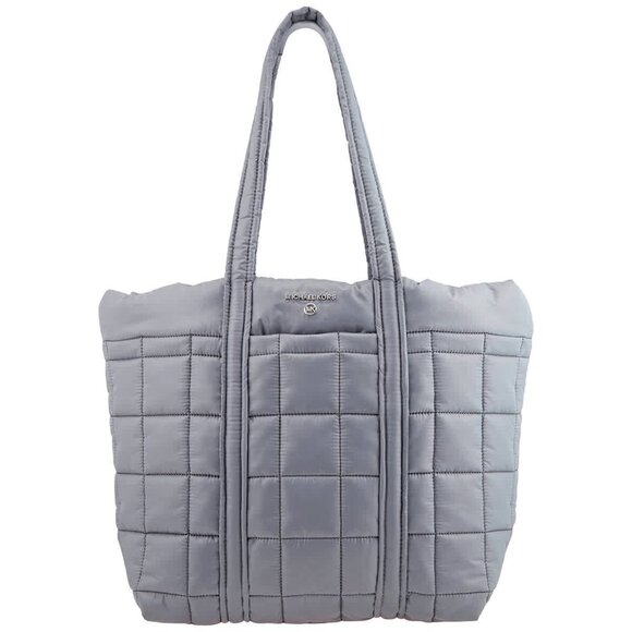MICHAEL KORS Stirling quilted recycled nylon puffy LARGE travel tote bag -GREY - Picture 5 of 8